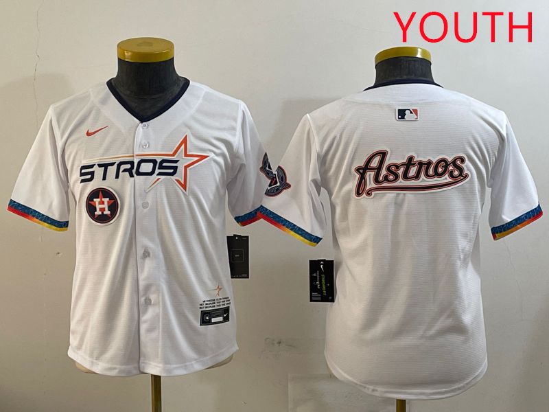 Youth Houston Astros Blank White Fourth generation Joint Name 2025 Nike MLB Jersey style 11